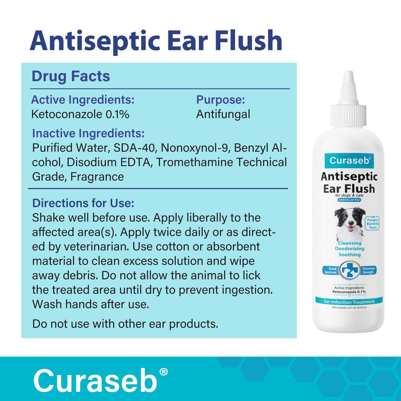 BEXLEY LABS Curaseb Cat & Dog Ear Infection Treatment - Stops Infections, Inflammation & Itchiness, Veterinary Strength 12oz (Pack of 1) - BeesActive Australia