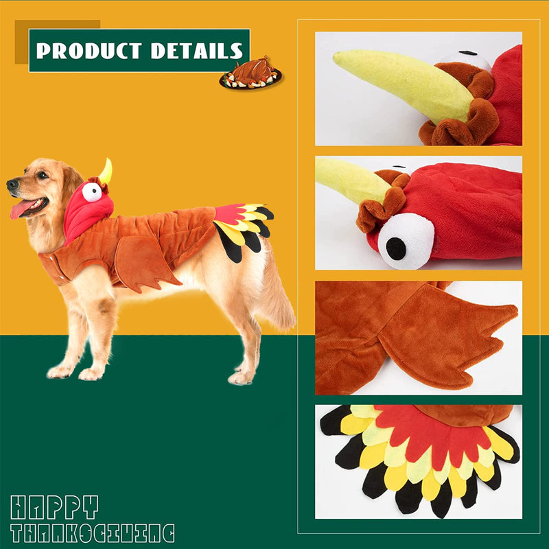 BWOGUE Turkey Dog Costume Thanksgiving Apparel Pet Costume for Dogs and Cats 5XL(Neck:22.44" Chest:29.13"Back:24.8'') - BeesActive Australia