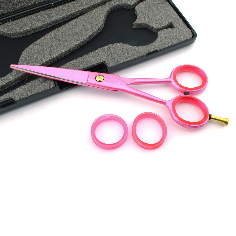 Haryali Left Handed Pink Professional 6 Inch Hairdressing Thinning Barber Scissors Set Hair Cutting Hairdresser Shears Comes in Black Case - BeesActive Australia