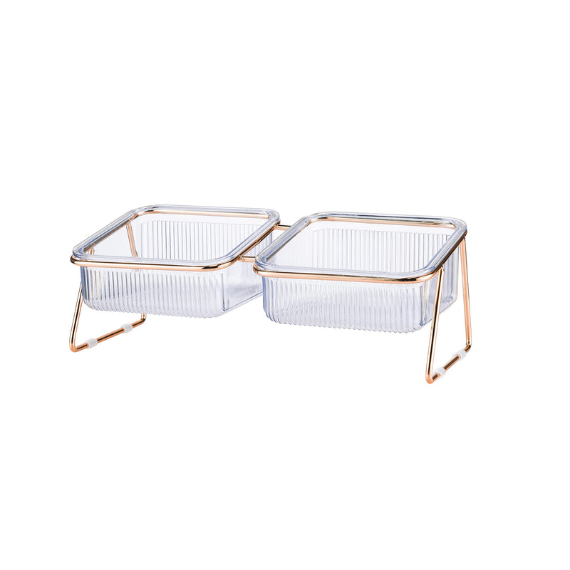 Elevated Cat Bowls, 5.5 inches Food & Water Bowls 15° Tilted Raised Food Feeding Dishes with Iron Stand for Cats and Puppy , with 2 Large Bowl and 4 Anti Slip Feet, Dishwasher Safe - BeesActive Australia