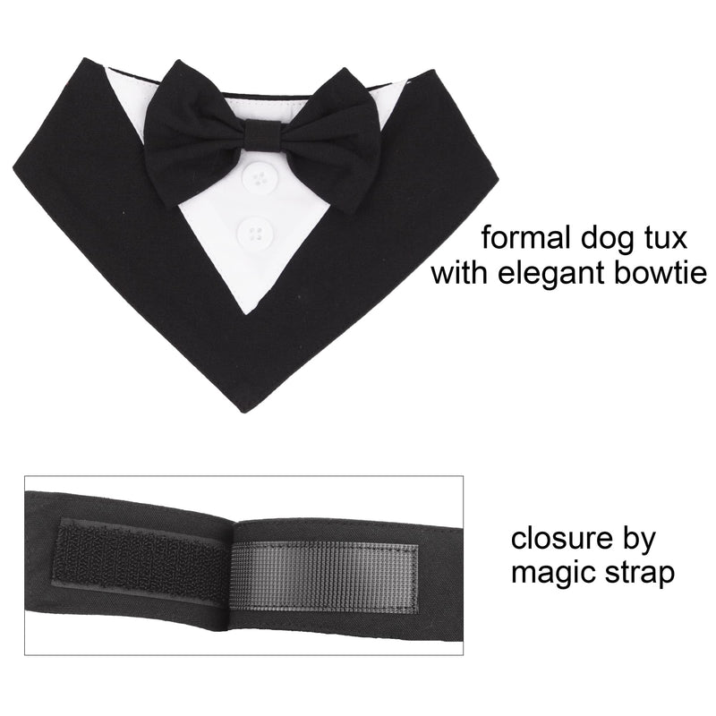 ADOGGYGO Formal Dog Tuxedo Wedding Dog Bandana Dog Wedding Tux with Bowtie Dog Birthday Costume Adjustable Dog Formal Outfit for Small Medium Large Dogs Pets L Black - BeesActive Australia