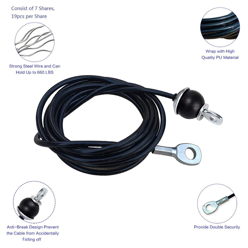KORIKAHM Fitness Pulley Cable 118/157 / 197/236 Inch, LAT Pulldown Cable Replacement Gym Thick 6mm for Pulley System Cable Machine Accessories, PU Coating Steel Wire Rope with Stopper Ball Cable with Ball 118.0 Inches - BeesActive Australia