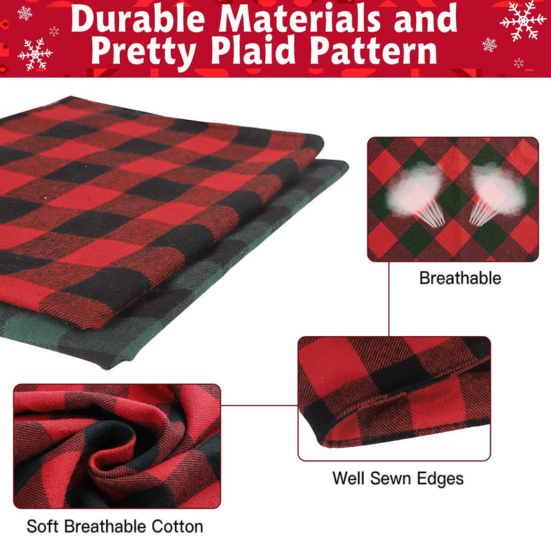 Kytely Buffalo Plaid Dog Bandanas, Triangle Reversible Pet Scarf for Boy and Girl Triangle Bibs for Small Medium Large Dog Cat Red+Green - BeesActive Australia