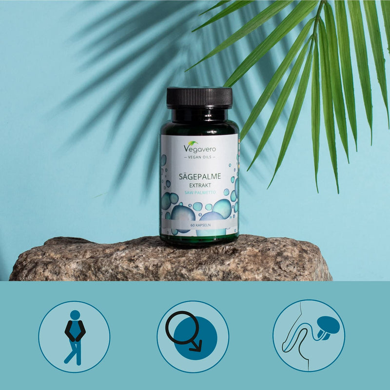 Saw Palmetto Oil Vegavero® | Prostpalm® with 90% Fatty Acids | Prostate Supplement | NO Additives | 60 Vegan Capsules Vegan | Serenoa repens - BeesActive Australia