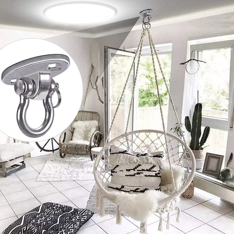 BeneLabel Set of 2 Permanent Antirust Stainless Steel 304 Heavy Duty Swing Hangers, 2000 LB Capacity, 4 Wood Screws for Wooden Beam, Yoga Hammock Chair Sandbag, Swing Sets, 180° Swing - BeesActive Australia