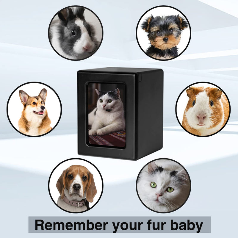 PCS Pet Photo Urns for Dogs Ashes, Dog Urns for Ashes, Pet Cremation Box S(0-25lbs) Black - BeesActive Australia