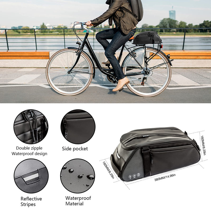 ZIMFANQI Bike Reflective Rack Bag,8L Waterproof Bicycle Trunk Pannier Rear Seat Bag,Cycling Bike Carrier Chest Bag,Storage Luggage Pouch Bike Shoulder Bag - BeesActive Australia