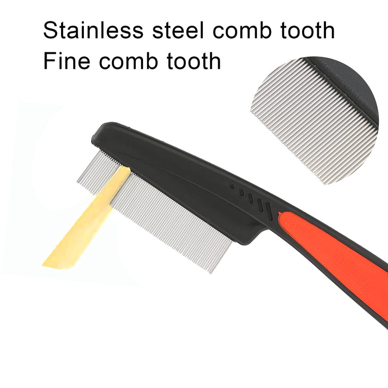 Fine Tooth Comb, Stainless Steel High Strength Teeth Hair Combs No Slip Grip Handle Brush Pet Tear Stain Remover Combs Fine Tooth Dandruff Remove Comb Perfect Grooming Tool - BeesActive Australia