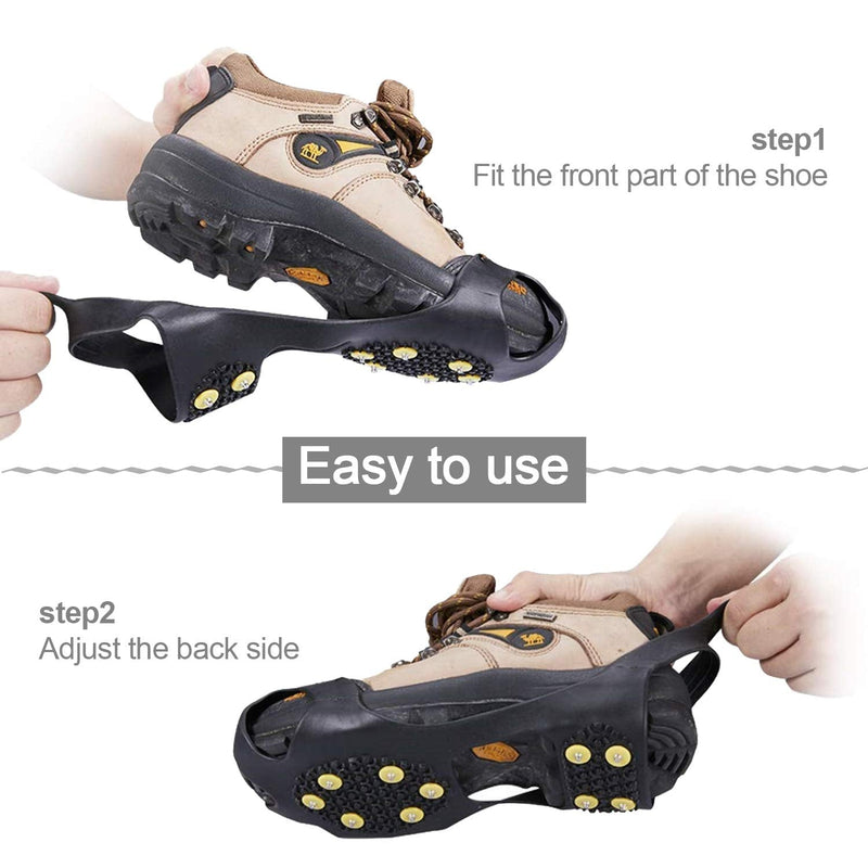 SYOURSELF Ice Cleats Snow Grips Overshoes Boots, Anti-Slip Silicone Portable Walk Traction Cleats Stainless Steel Spikes for Walking, Jogging, Hiking, Climbing, Fishing, Dog, Kids (S M L XL) Black Small - (Women(5-7)/Men(3-5)/EU:31-36) - BeesActive Australia