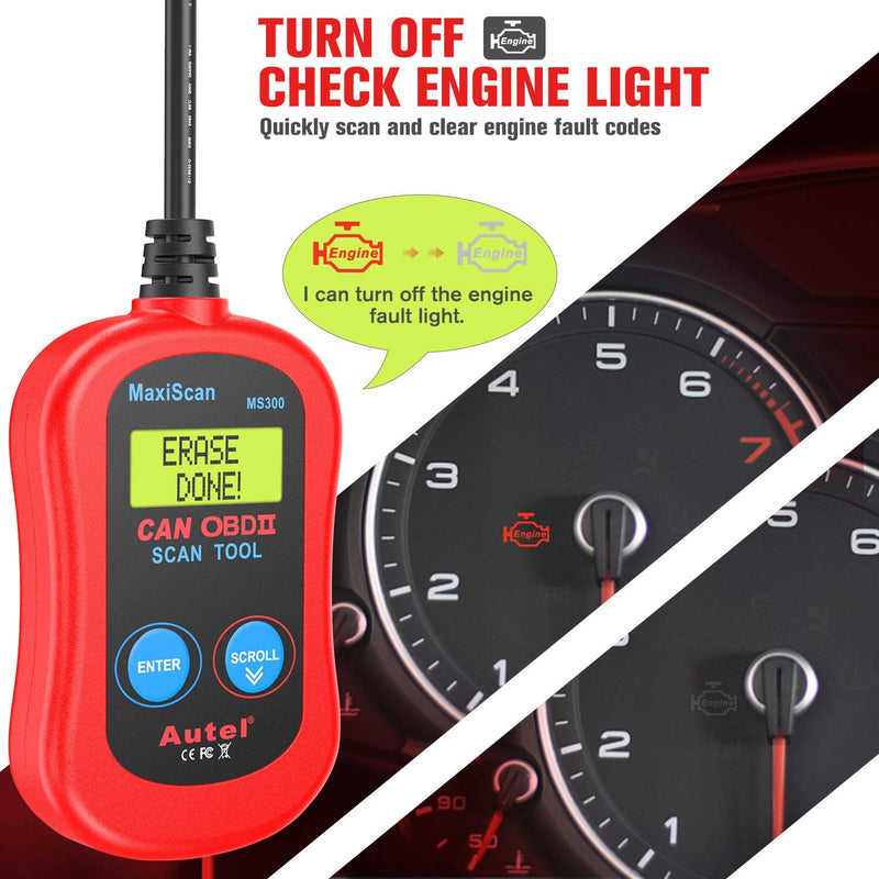 Autel MS300 OBD2 Scanner Code Reader, Turn Off Check Engine Light, Read & Erase Fault Codes, Check Emission Monitor Status CAN Diagnostic Scan Tool - BeesActive Australia