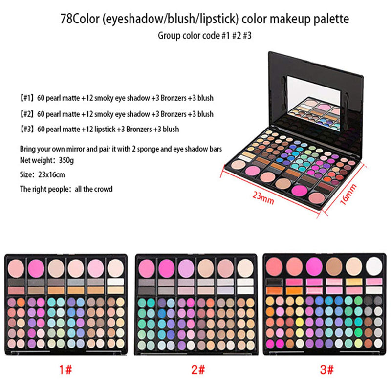 FantasyDay Pro Makeup Gift Set All In One Makeup Palette Cosmetic Contouring Kit 78 Colors Eyeshadow Palette with Blush, Face Powder and Lip Gloss #2 - Ideal Gift for Holiday - BeesActive Australia