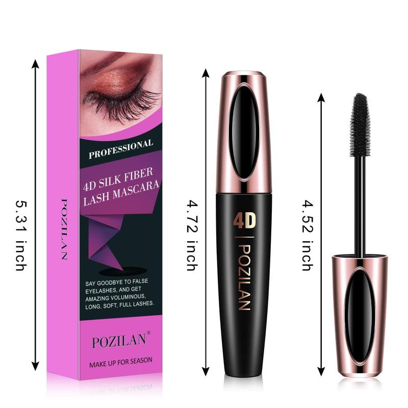 POZILAN 4D Silk Fiber Lash Mascara Waterproof Purple with Folding Eyelash Comb Brush - Lengthening, Volumizing, Long-Lasting, Natural Eye Makeup (02 Purple) - BeesActive Australia