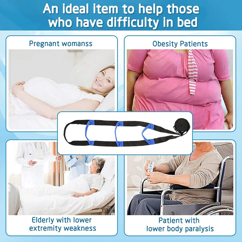 NEPPT Bed Ladder Assist - Pull Up Bed Rope Ladder Beds Rails Assist Strap for Elderly and Seniors Bedridden Patients Lifting Assistance with Handle Adjustable Sit Up Helper Safety Bedside Hand Grips Black - BeesActive Australia