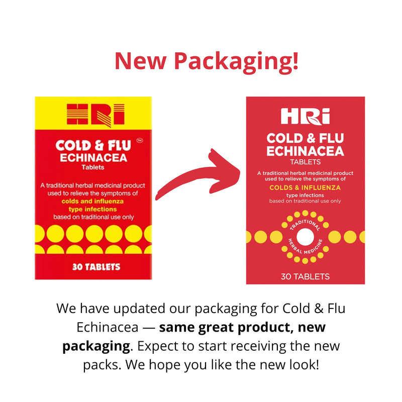 HRI Cold and Flu Tablets - Echinacea Tablets 338 to 450 Milligrams, to Relieve the Symptoms of Cold and Flu, 30 Tablets - BeesActive Australia