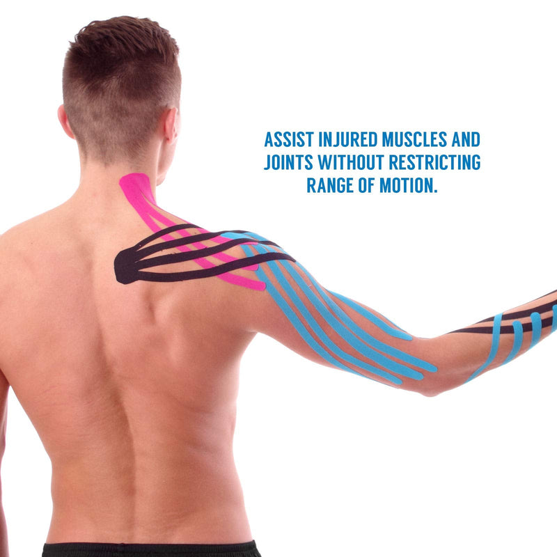 Proworks Kinesiology Tape | 5m Roll of Elastic Muscle Support Tape for Exercise, Sports & Injury Recovery Light Blue - BeesActive Australia