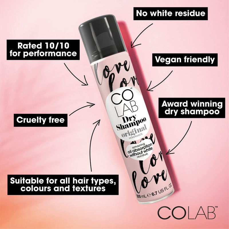COLAB - Dry Shampoo, Original, 200ml, Pack of 1 - No White Residue, No Fuss, All Hair Types, Fresh Scent - BeesActive Australia