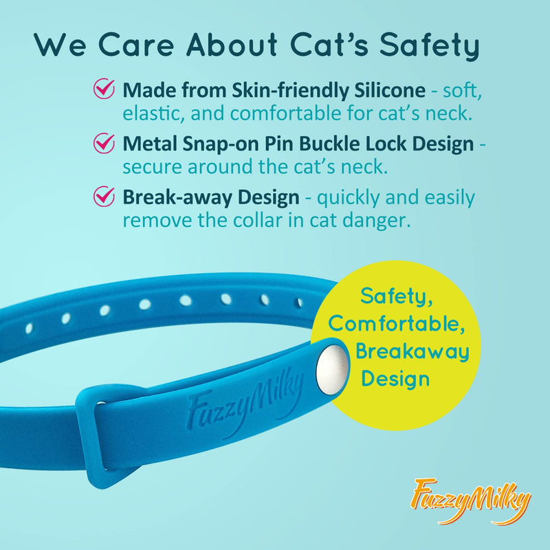 Fuzzymilky Cat Calming Collars - 4 Packs Cat Collar Infused with Synthetic Pheromones - Cat Pheromone Diffuser Necklace for Stress Relief, Travel, Keeping Kitty Quiet (Blue) - BeesActive Australia