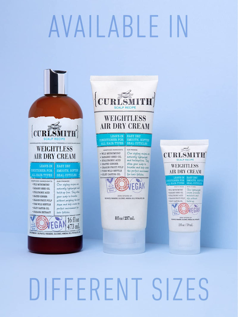 Curlsmith - Weightless Air Dry Cream - Vegan Leave-In Conditioner for Any Hair Type, Smooths Hair (59ml) 59 ml (Pack of 1) - BeesActive Australia