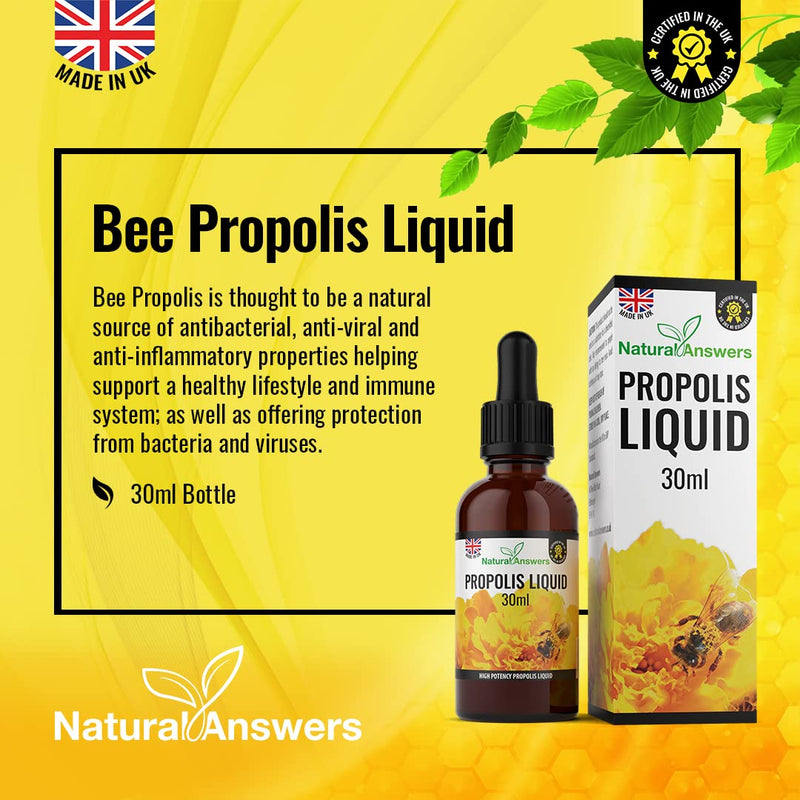 Bee Propolis Liquid 30ml (1 Bottle) Alcohol-Free Propolis Liquid Extract Tincture Skin Healing Throat and Mouth Health by Natural Answers. - 1 - BeesActive Australia