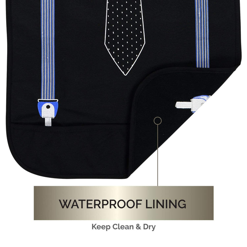 Modaliv Adult Bib for Men - Embroidered Waterproof Clothing Protector with Crumb Catcher - Reusable - Machine Washable (Tie and Suspenders) - BeesActive Australia