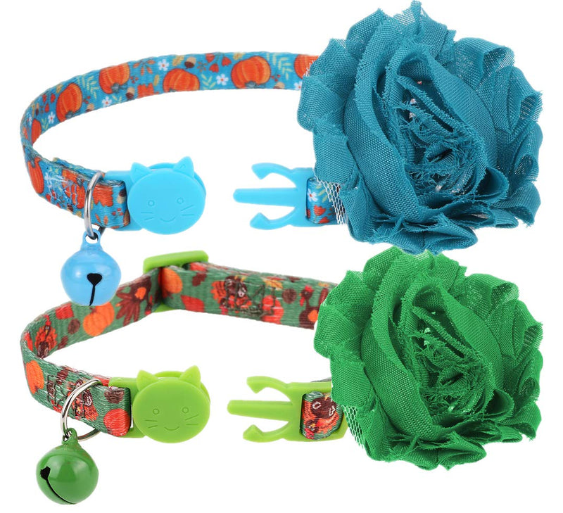 BoomBone Thanksgiving Cat Collar with Detachable Flowers,2 Pack Cute Kitten Collar Breakaway with Bell - BeesActive Australia