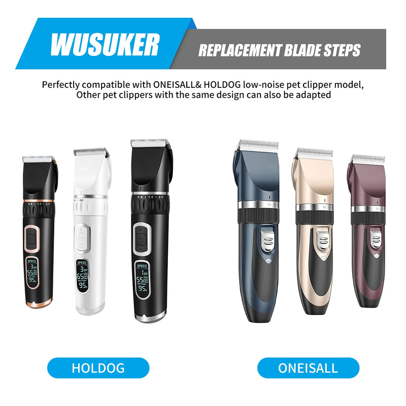 Wusuker Replacement Blade for All oneisall & HOLDOG Dog Grooming Clippers, Snap-in Replacement Blades Fit for Most Low Noise Dogs Cats Grooming Clipper, (2 Pack Blade + 4 Pcs Guards) - BeesActive Australia