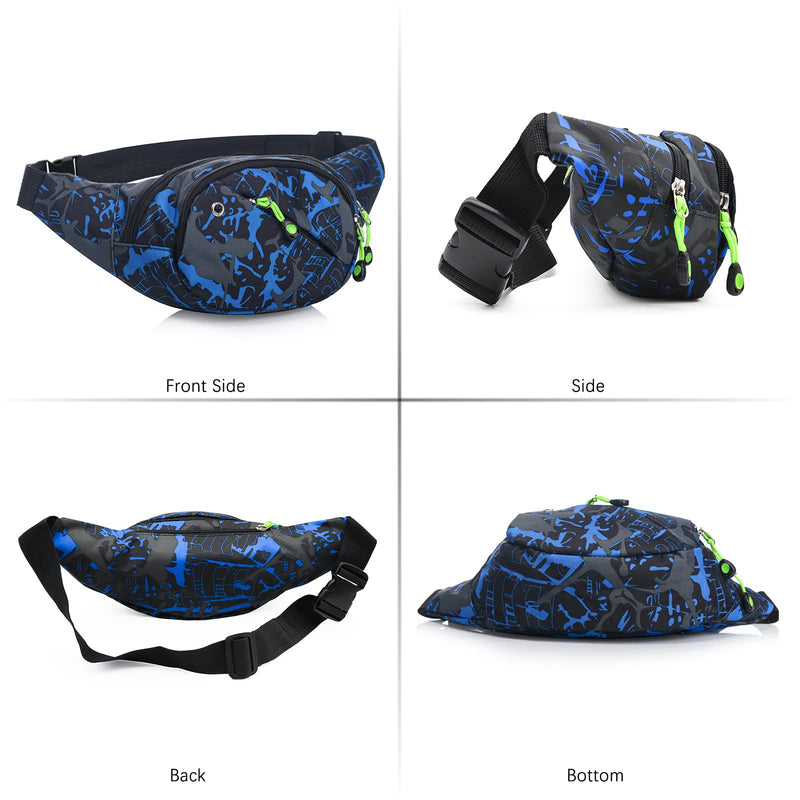 Fanny Pack for Men Women - Long Keeper Multifunction Waist Bag Water Resistant Chest Bag Adjustable Belt Walking Running (Blue) Blue - BeesActive Australia