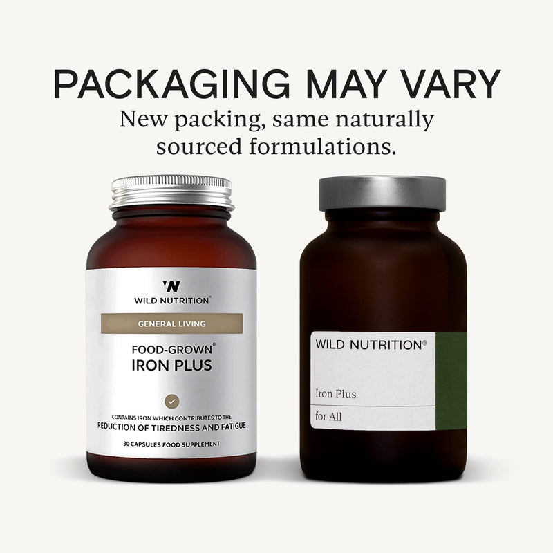 Wild Nutrition Food-Grown Iron Plus | Gentle Iron Supplements to Support Immunity & Reduce Fatigue | Iron and Vitamin C Tablets to Increase Absorption | Vegan Iron Supplements for Women | 30 Capsules - BeesActive Australia