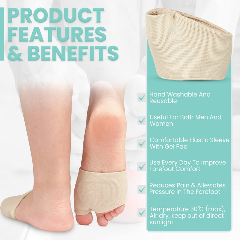 Podiatrist Approved Metatarsal Silicone Gel Foot Pad– Ball of Foot Recovery and Treatment– Metatarsalgia Insoles –Morton’s Neuroma– Sesamoiditis– Half Sock Insole Cushion Support for Pain Relief (M) M - BeesActive Australia