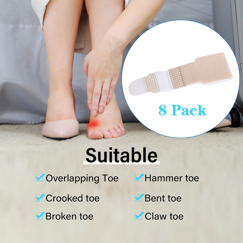 DYKOOK Broken Toe Wraps Toe Traps 8 Pcs/Pack Fabric Toe Splint Toe Cushioned Bandages Finger Protectors Straightener Separators - BeesActive Australia