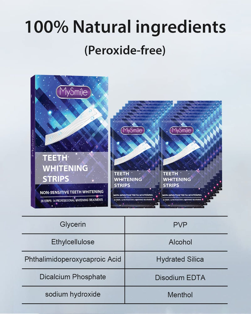 MySmile Teeth Whitening Strips, 28 White Strips Teeth Whitening Kit, Non-Sensitive 14 Sets Teeth Whitener for Tooth Whitening, Helps to Remove Smoking Coffee Soda Wine Stain, Up to 10 Shades Whiter - BeesActive Australia