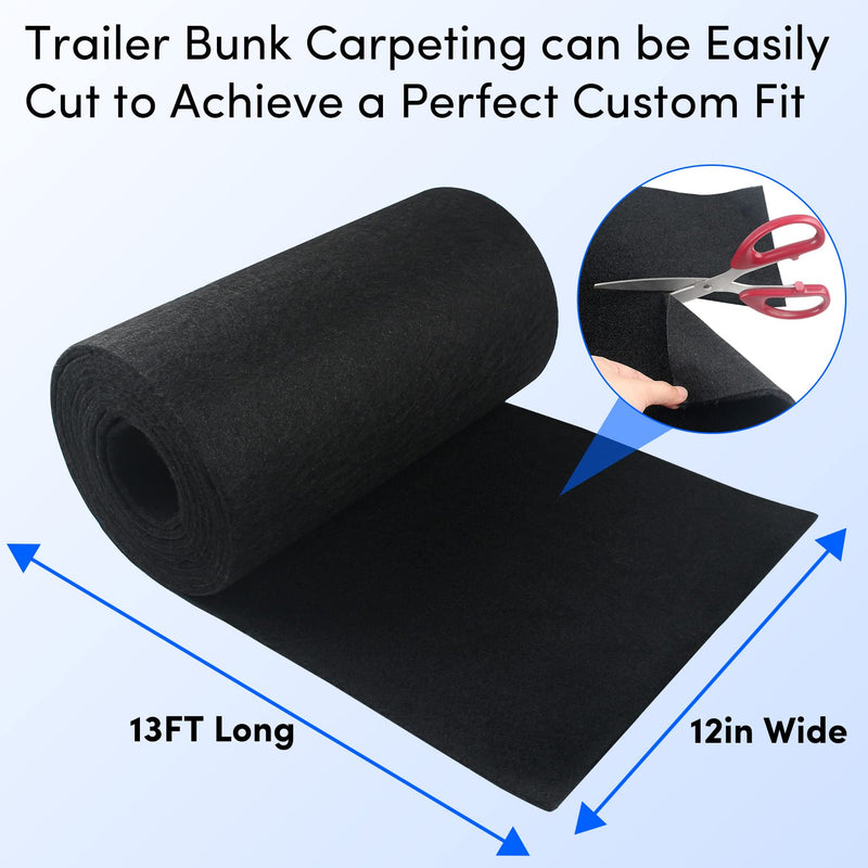 VEITHI Bunk Carpet for Boat Trailers- Boat Bunk Carpet Black 12in Wide x 13ft Long, Boat Trailer Bunk Padding for Boat Trailers or Jet Ski Ramps, 24oz Boat Trailer Bunks, Boat Trailer Bunk Carpet - BeesActive Australia