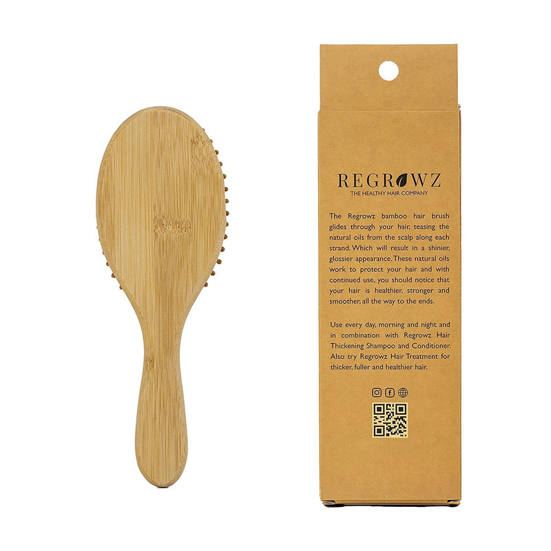 Regrowz Bamboo Paddle Hair Brush with Round Bamboo Bristles - Detangling Hair Brush - Scalp Massage - Eco-Friendly - Unique Shape - BeesActive Australia