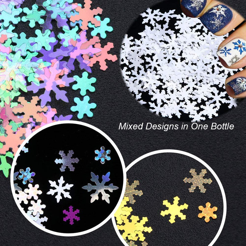 Miss Babe 1 Sets / 7Boxes Snowflake Sequins for Nail Art Decoration Glitter Set Mermaid Laser Sparkly DIY Accessories Nail Flake Trendy Girl Gifts SnowflakeStyle - BeesActive Australia