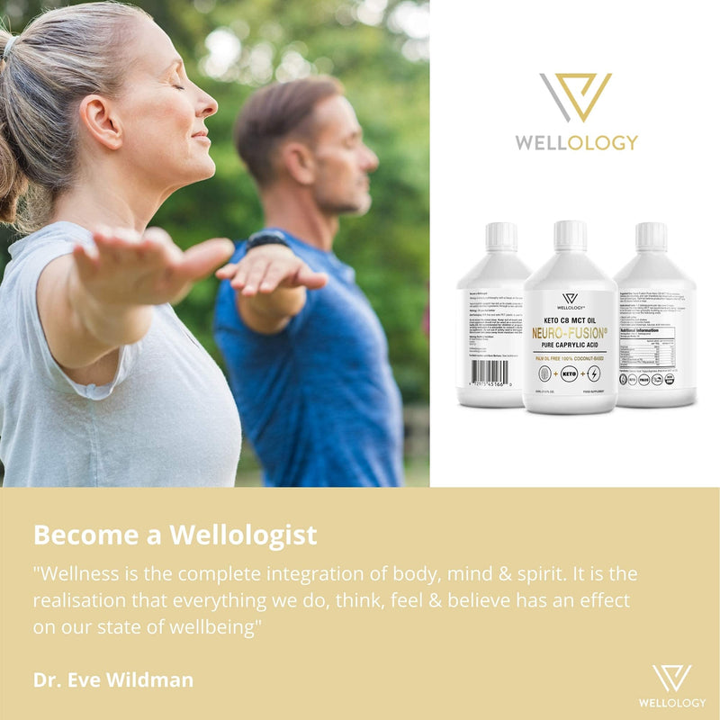 Keto C8 MCT Oil - Pure C8 Caprylic Acid not C10 - Make MCT Oil Ketogenic Bulletproof Coffee - Energy Boosting Ketones - Low Carb Keto Food - MCT Oil, Vegan - 500ml by Wellology - BeesActive Australia