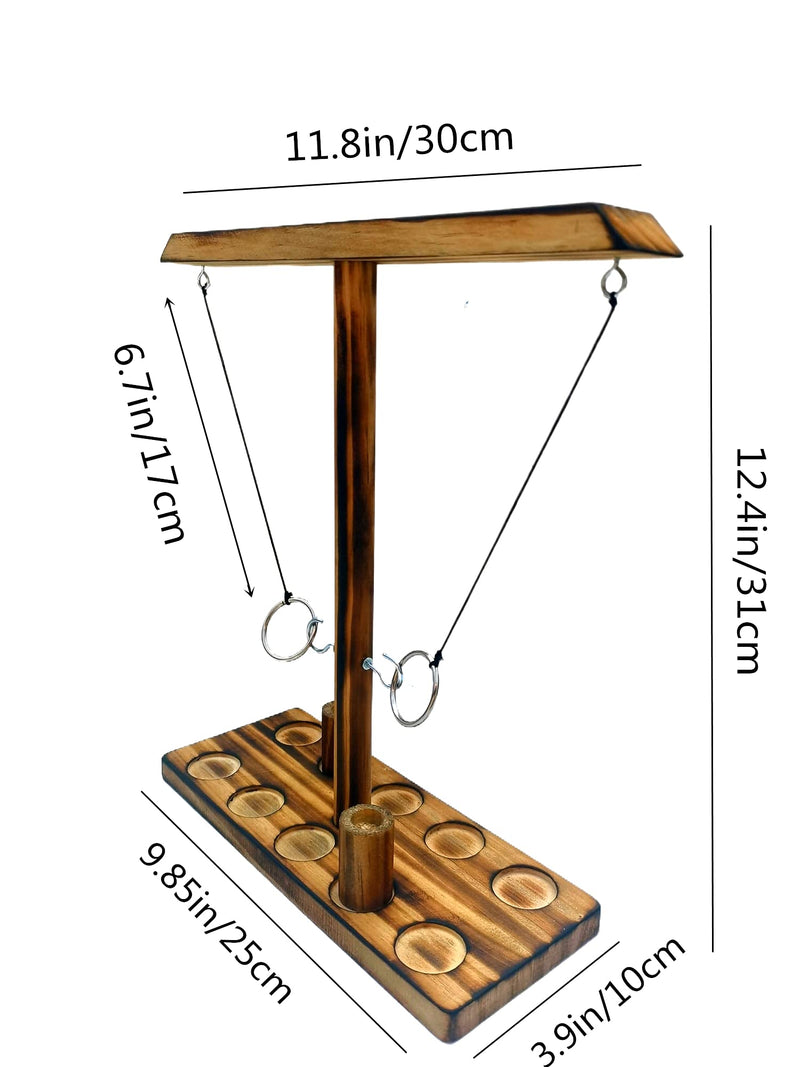 Ring toss Game for Adults and Kids, Ring toss with Shot Ladder, Larger Base to Ensure Stability, Fast-paced Interactive Ring and Hook Game Ring toss, Wooden Clash toss Game - BeesActive Australia