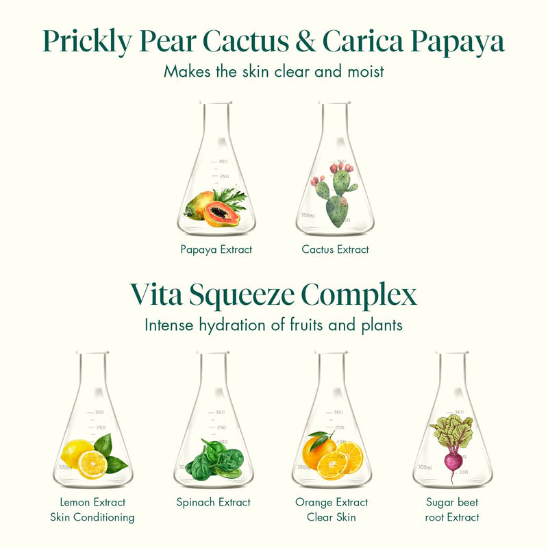 Madeca Derma Squeeze Hydrating Facial Cream for Women - Deep Hydration and Glossy Brightning, Fresh Squeezed Fruits and Vegetables, Prickly Pear Cactus & Carica papaya, Vita Squeeze Complex, 1.69 FL.OZ - BeesActive Australia