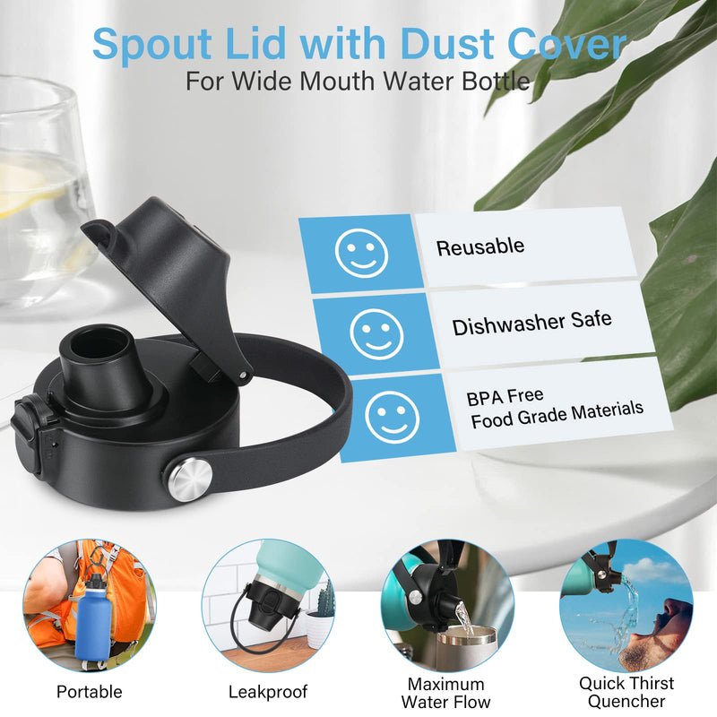 Auto Flip Lid for Hydro Flask Wide Mouth 12, 16, 18, 20, 32, 40, 64oz, Great Spout Lid for Simple Modern, Takeya, Iron Flask and Other Brands, Replacement Lid with Button Lock - BeesActive Australia