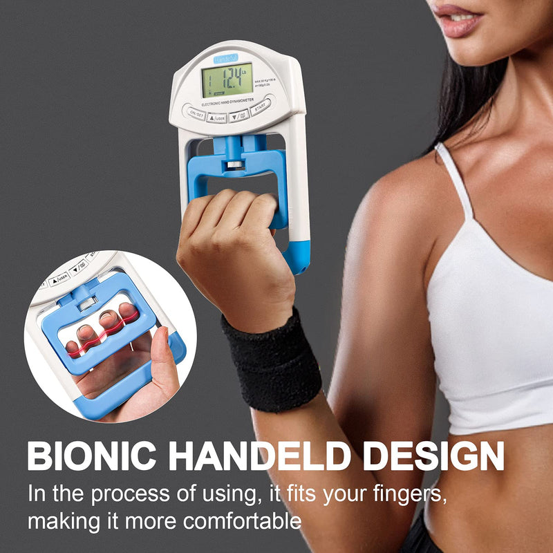 Handeful Digital Hand Dynamometer Grip Strength Measurement Meter Auto Capturing Electronic Hand Grip Power 198Lbs / 90Kgs Blue - BeesActive Australia