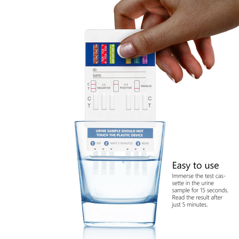 LuxmedIQ Multi Drug Test 12-in-1 - Professional Urine Drug Testing Kit for All Drugs - Cocaine, Opiates, Cannabis, Amphetamines, Ecstasy, Methamphetamine, Methadone and 5 More Common Drugs - Dip Card - BeesActive Australia