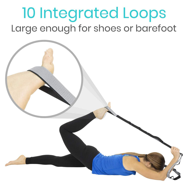 Vive Stretch Strap - Leg Stretch Band to Improve Flexibility - Stretching Out Yoga Strap - Exercise and Physical Therapy Belt for Rehab, Pilates, Dance and Gymnastics with Workout Guide Book - BeesActive Australia