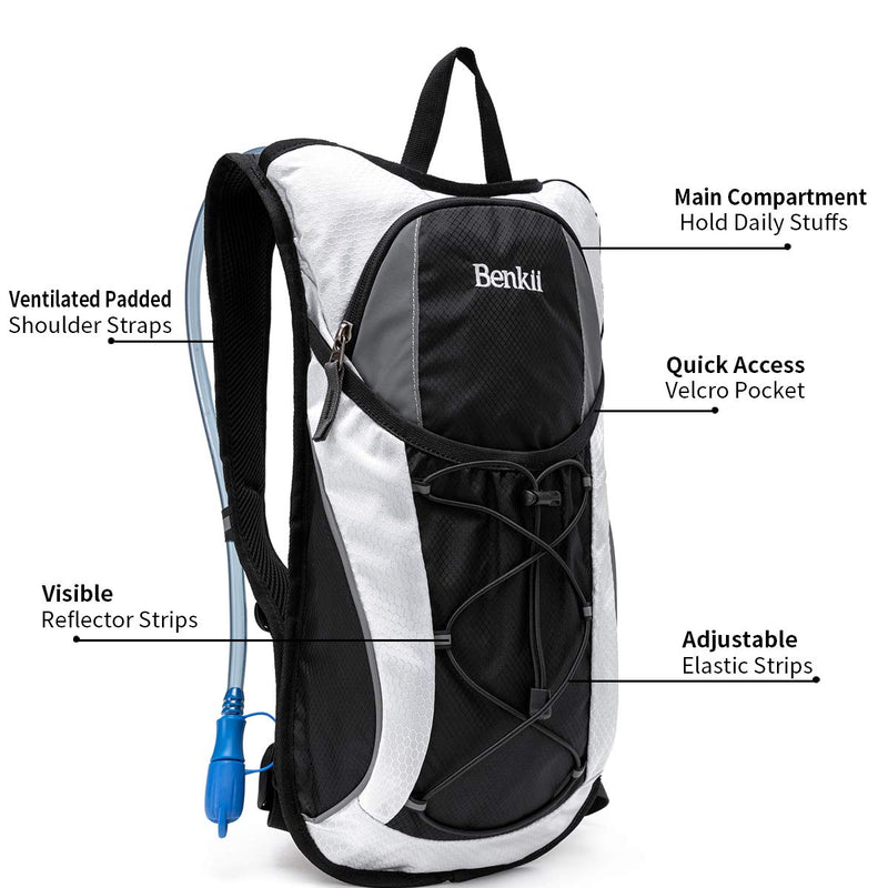 Hydration Backpack with 2L BPA Free Water Bladder - Lightweight Pack for Running Hiking Riding Camping Cycling Climbing Black - BeesActive Australia