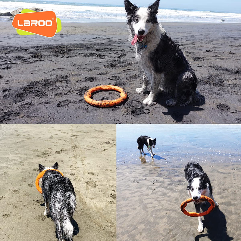 LaRoo Dog Flying Ring Toys, Floating Flying Dog Disc Toys, Summer Pet Training Outdoor Durable Chew Toys for Medium and Large Dogs Orange-L - BeesActive Australia