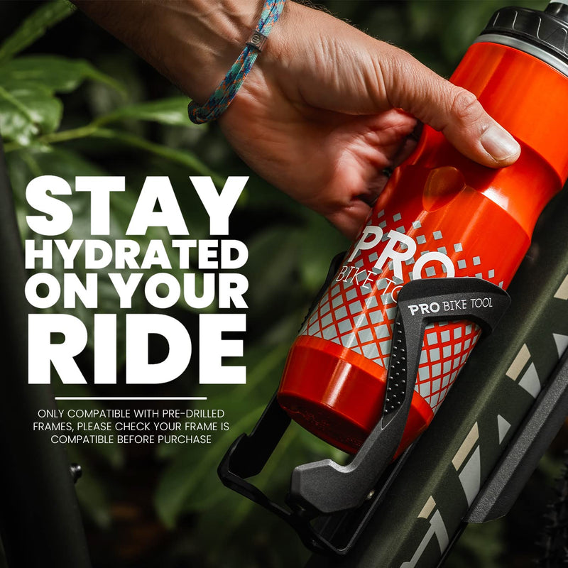 PRO BIKE TOOL Bike Plastic Water Bottle Holder – Sleek Modern Design - Strong Bicycle Bottle Cage, Great for Road and Mountain Bikes Black - BeesActive Australia