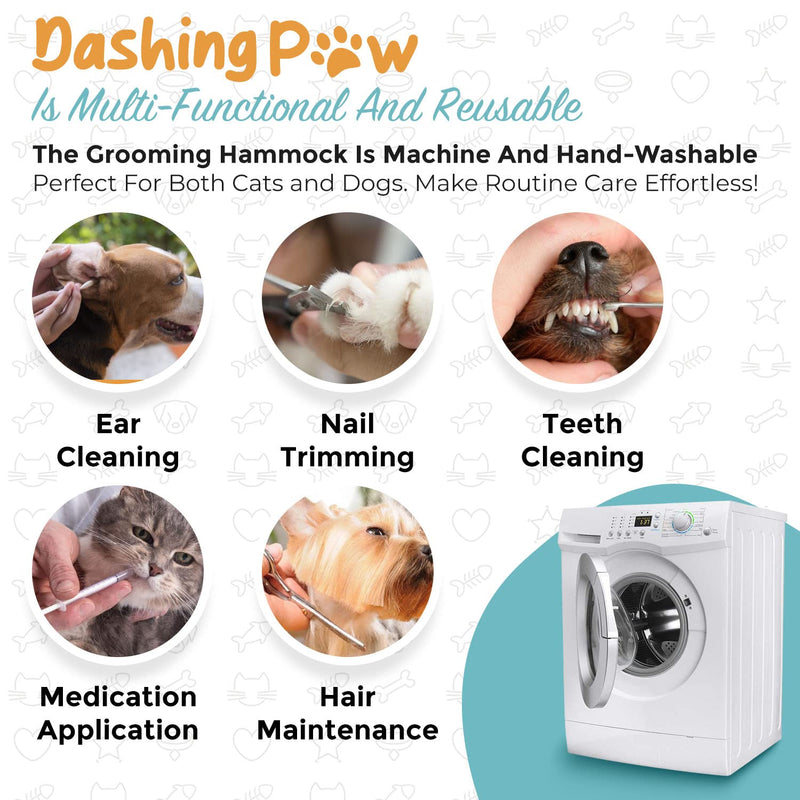 Dashing Paw Dog Grooming Hammock – Sturdy & Safe Dog Hammock for Grooming with Durable Carabiner Clips & Straps – Soft, Comforting Dog Grooming Harness – Pet Grooming Hammock + Nail Trimmer Medium Black - BeesActive Australia