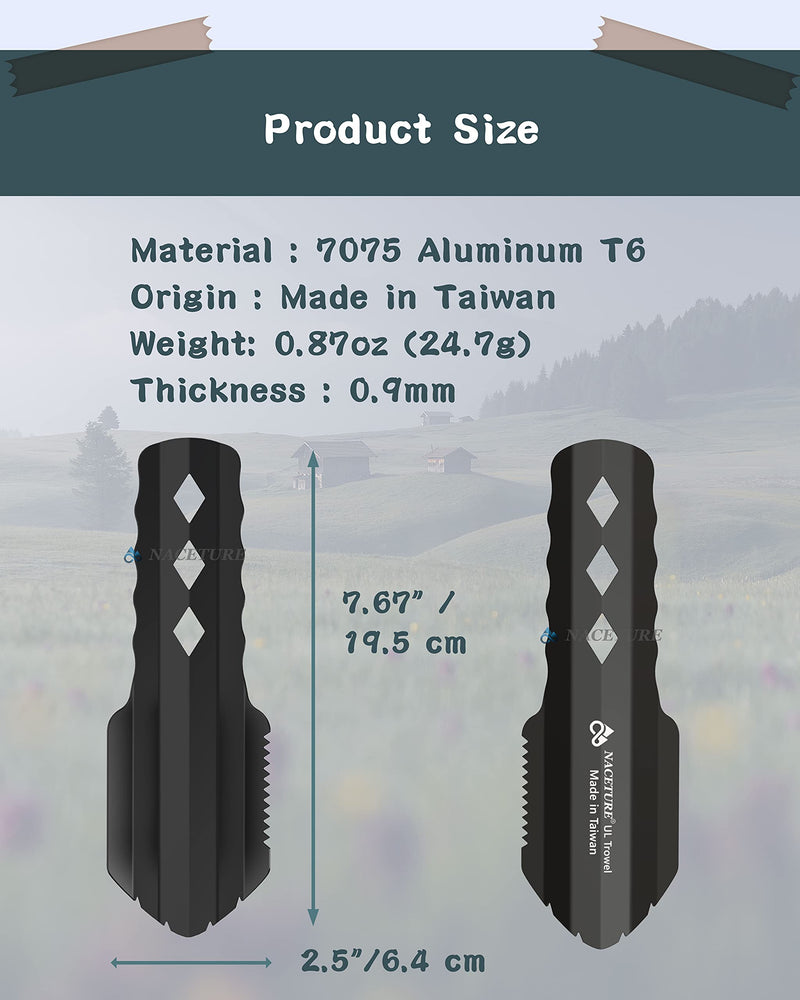 Ultralight Backpacking Trowel Aluminum Shovel Deuce Small Potty Multitool with Longer Handle Design Essential for Hiking, Camping and Survival Bags (Black 1 Pack) (Black 1 Pack) - BeesActive Australia