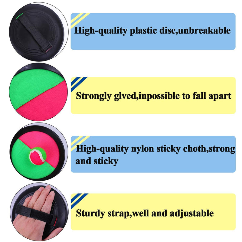 Cooraby Toss and Catch Paddle Game Disc 4 Set Paddle Toss and Catch Ball Sport Game Suitable for Sports, Beach and Party Favor with Storage Bag, 8 Paddles and 8 Balls 15.5cm - BeesActive Australia