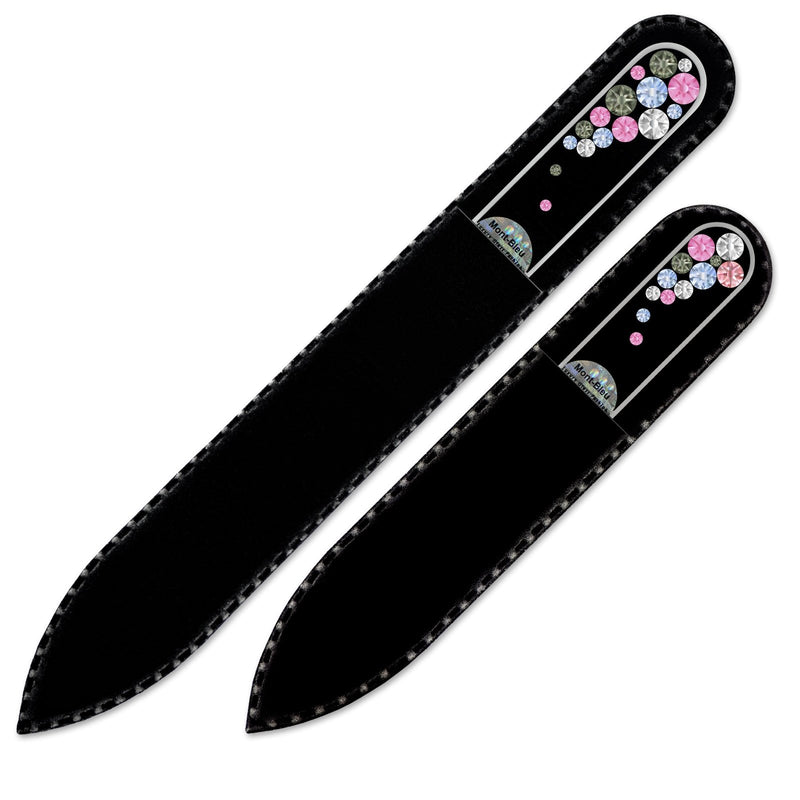 Mont Bleu Set of 2 Crystal Nail Files hand decorated with crystals from Swarovski | Handbag & Universal Sizes, Hand Made, Czech Tempered Glass, Lifetime Guaranty Light Sapphire - BeesActive Australia