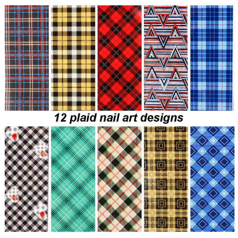 Nail Art Foil Transfer Stickers, Buffalo Plaid Design Nail Foil Adhesive Decals, Christmas Decals Foil Stickers Set Nail Tips Manicure Women and Girls Nail Art DIY (10 Rolls Mix Styles) - BeesActive Australia