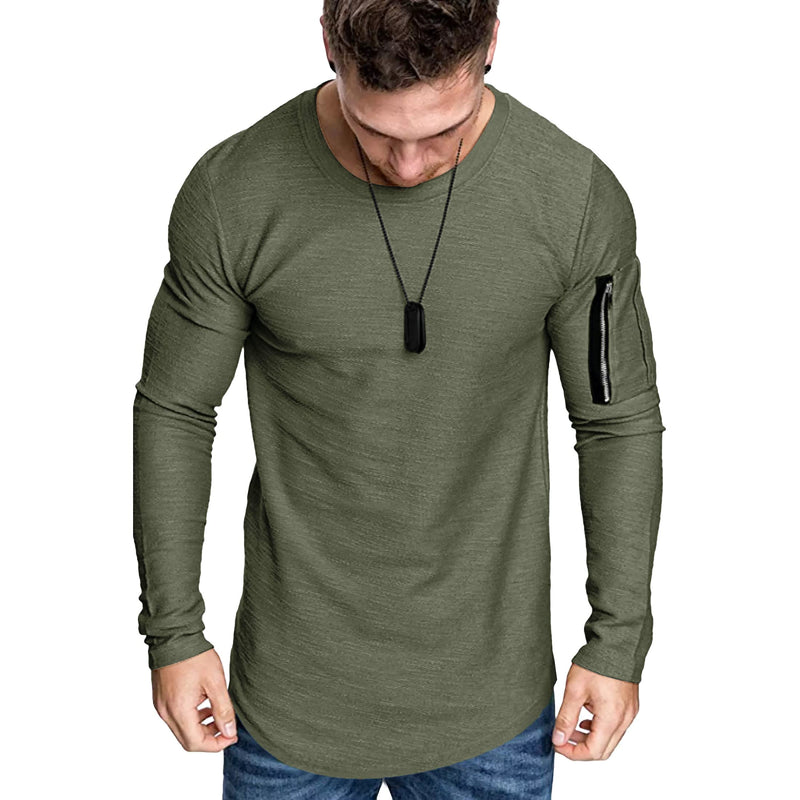 COOFANDY Men's 2 Pack Muscle Workout T Shirts Fitted Athletic Fashion Longline Hipster Hip Hop Tee Top Black & Army Green Small - BeesActive Australia